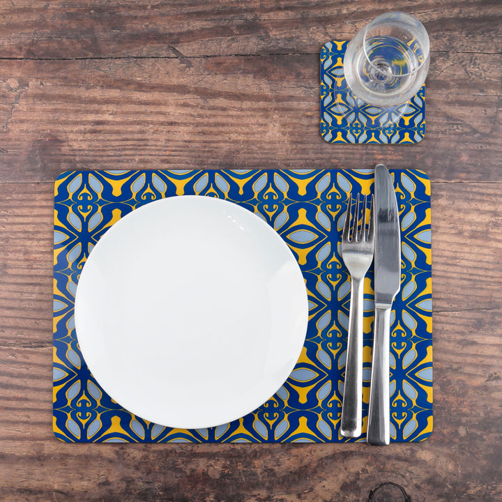 Blue grey yellow Moroccan style placemat