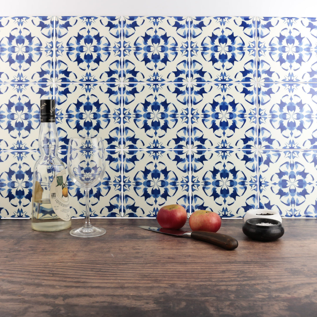 Vintage country style blue kitchen decorative tiles