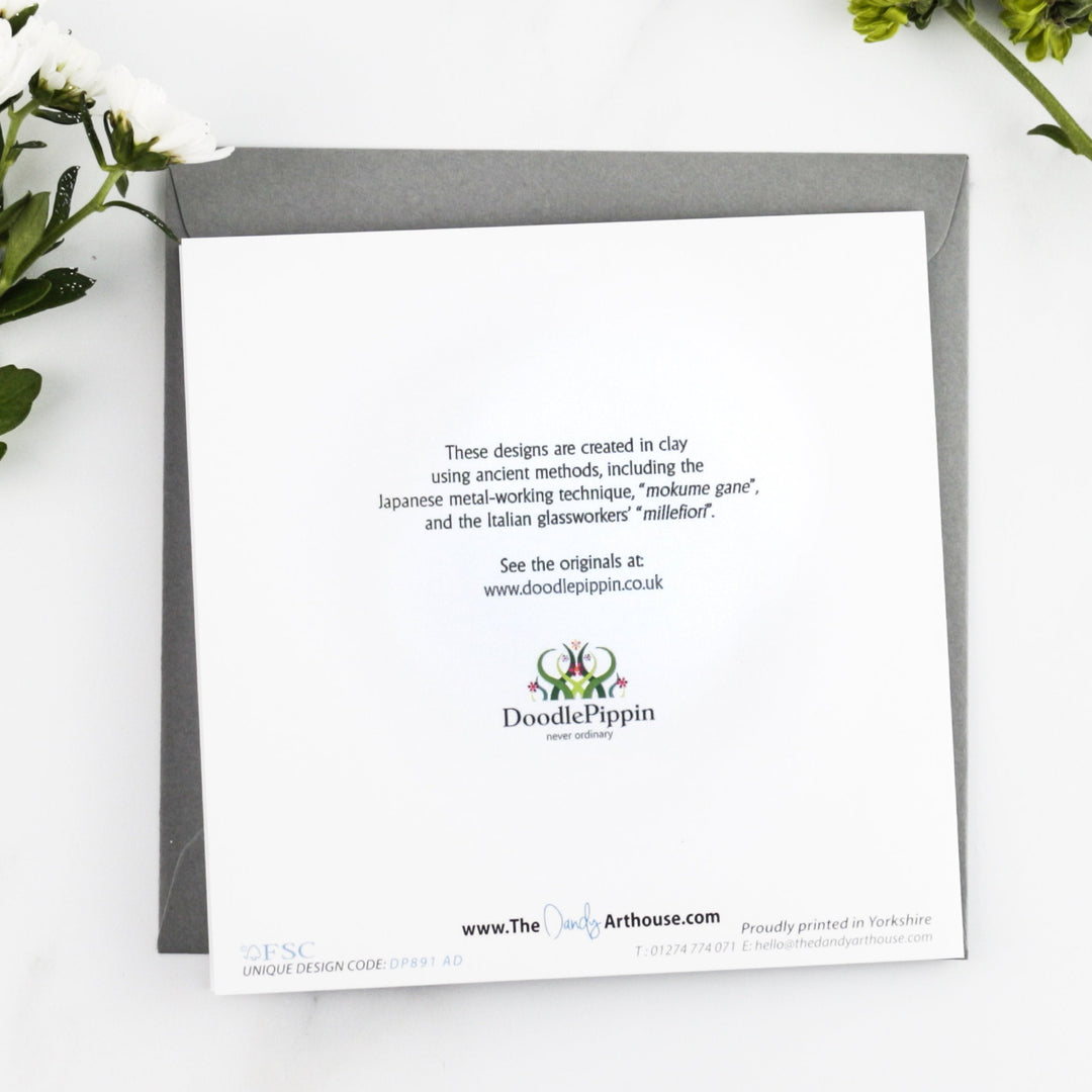 Blue Orange "Falling Petal" Card - DoodlePippin