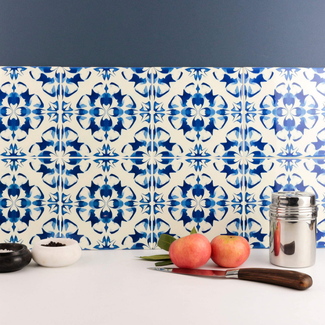 Vintage country style blue kitchen decorative tiles