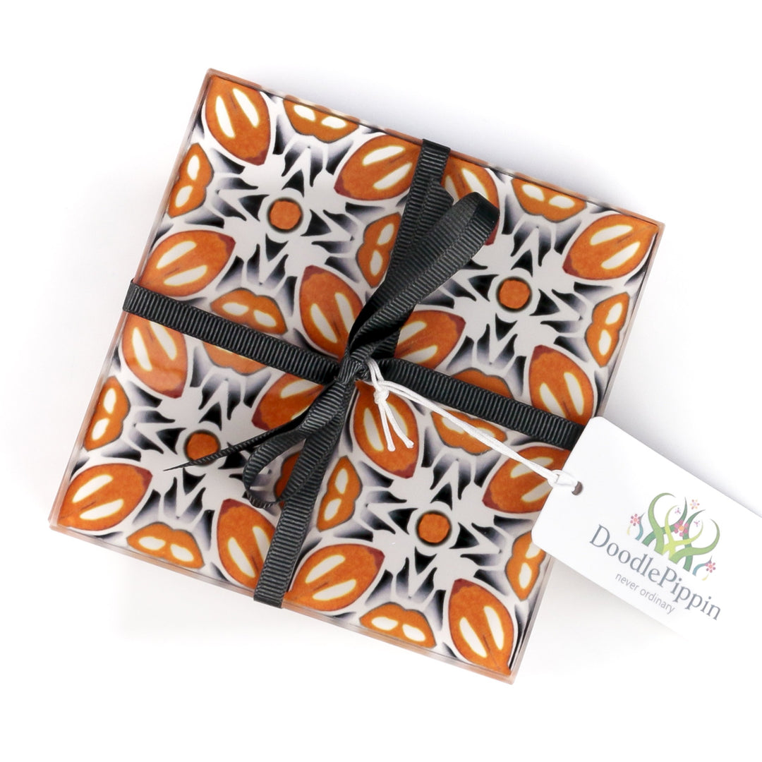 Retro Glass Coaster Set