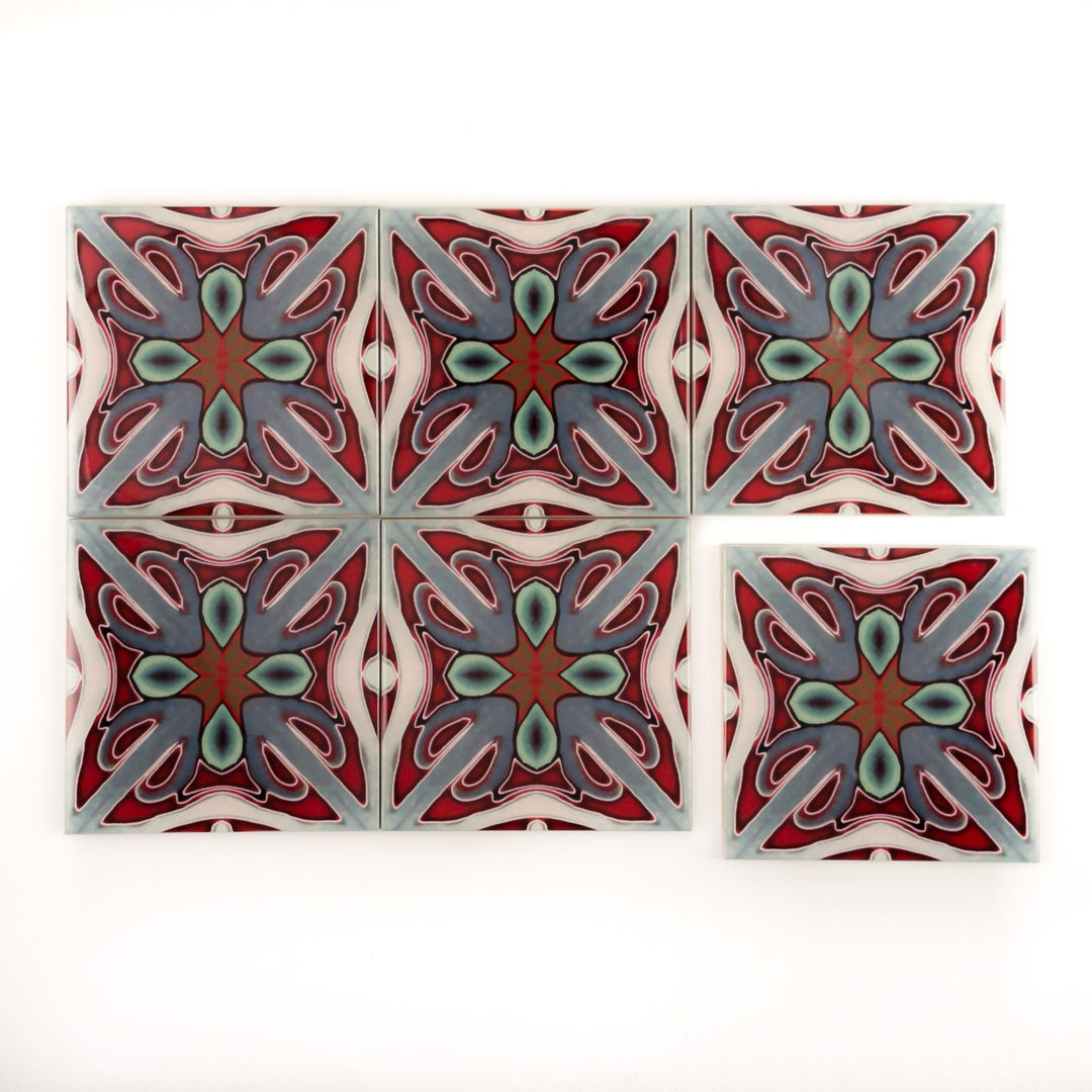 Deep red Victorian ceramic tiles
