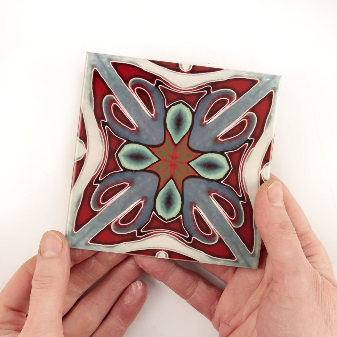 Deep red Victorian ceramic tiles