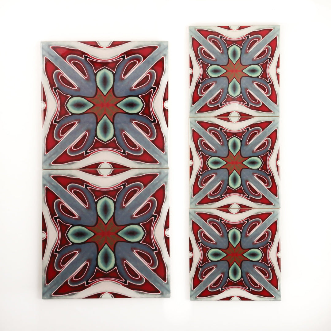 Deep red Victorian ceramic tiles