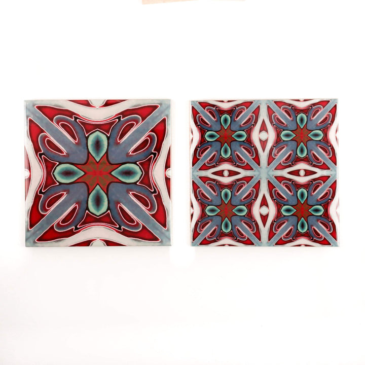 Deep red Victorian ceramic tiles