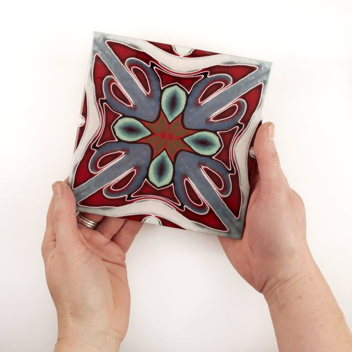 Deep red Victorian ceramic tiles