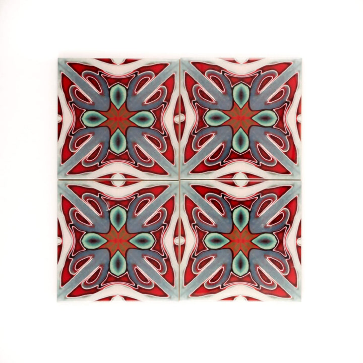 Deep red Victorian ceramic tiles