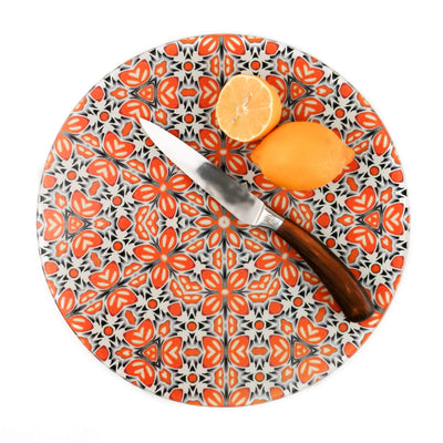 Retro Orange 'Fox Flower' trivet - 30cm / 12 inch Heatproof Chopping Board - DoodlePippin