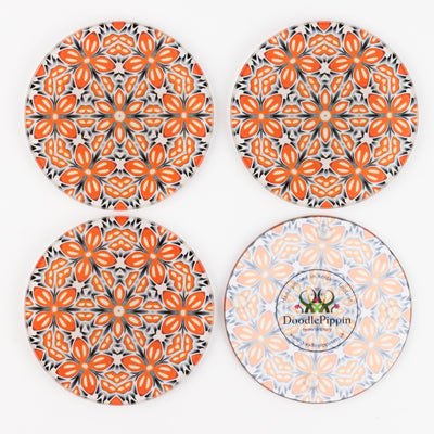 Orange 'Fox Flower' Coasters