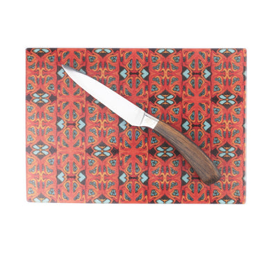 Rich Orange Turquoise Cutting Board - DoodlePippin