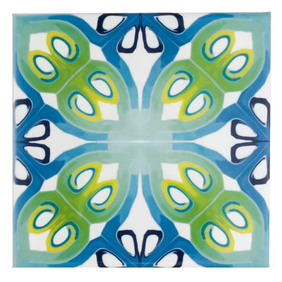 Art deco blue green tile