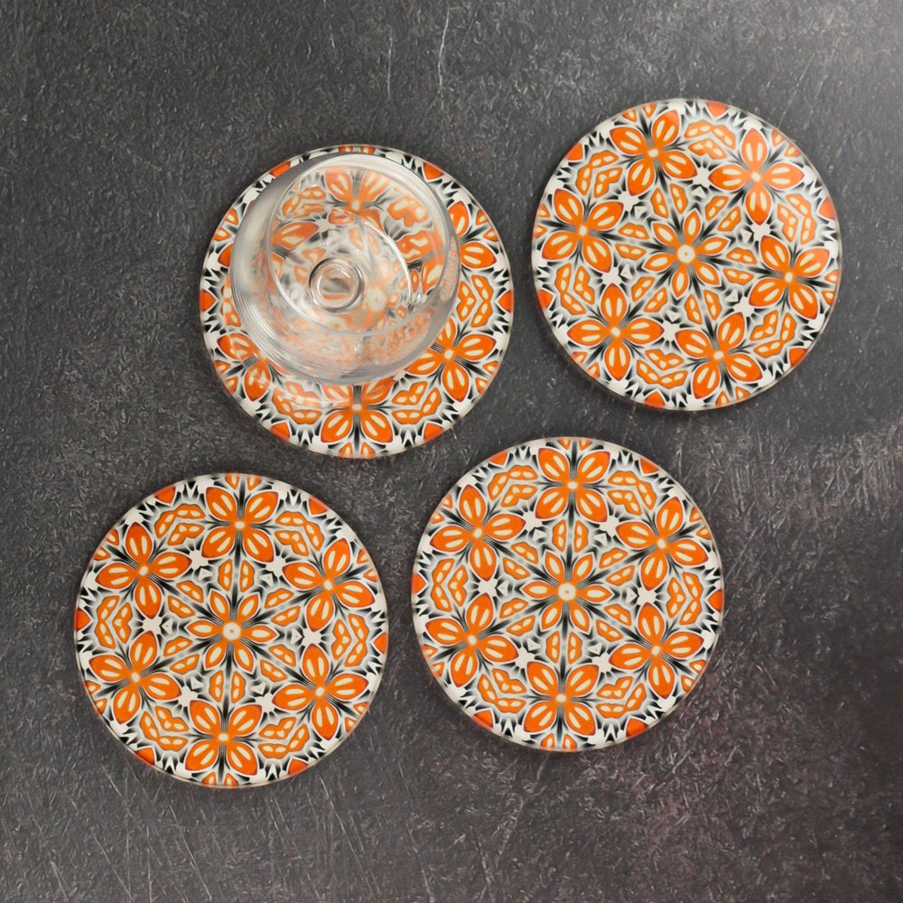 Orange 'Fox Flower' Coasters
