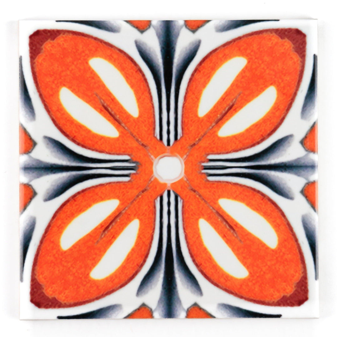 Orange Grey 'Fox Flower' Tiles
