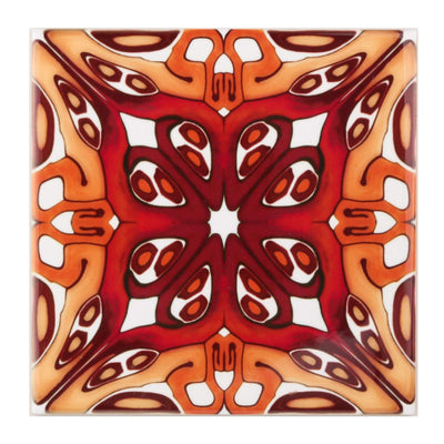 Art deco red gold tiles