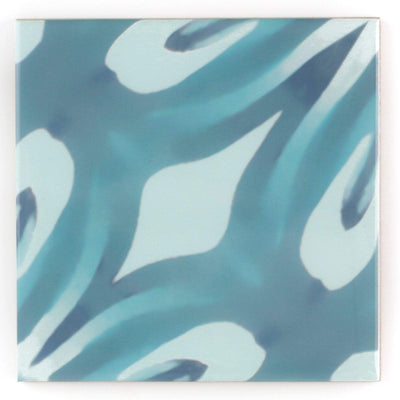 Aqua "Watercolour" blue green large pattern tiles