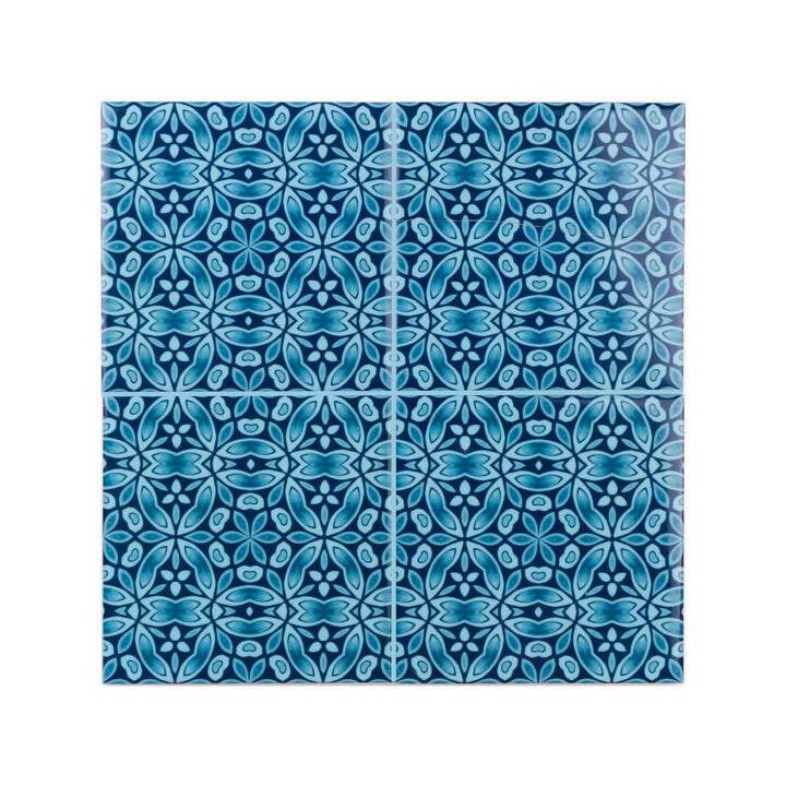 Liberty Print blue green kitchen splashback tiles