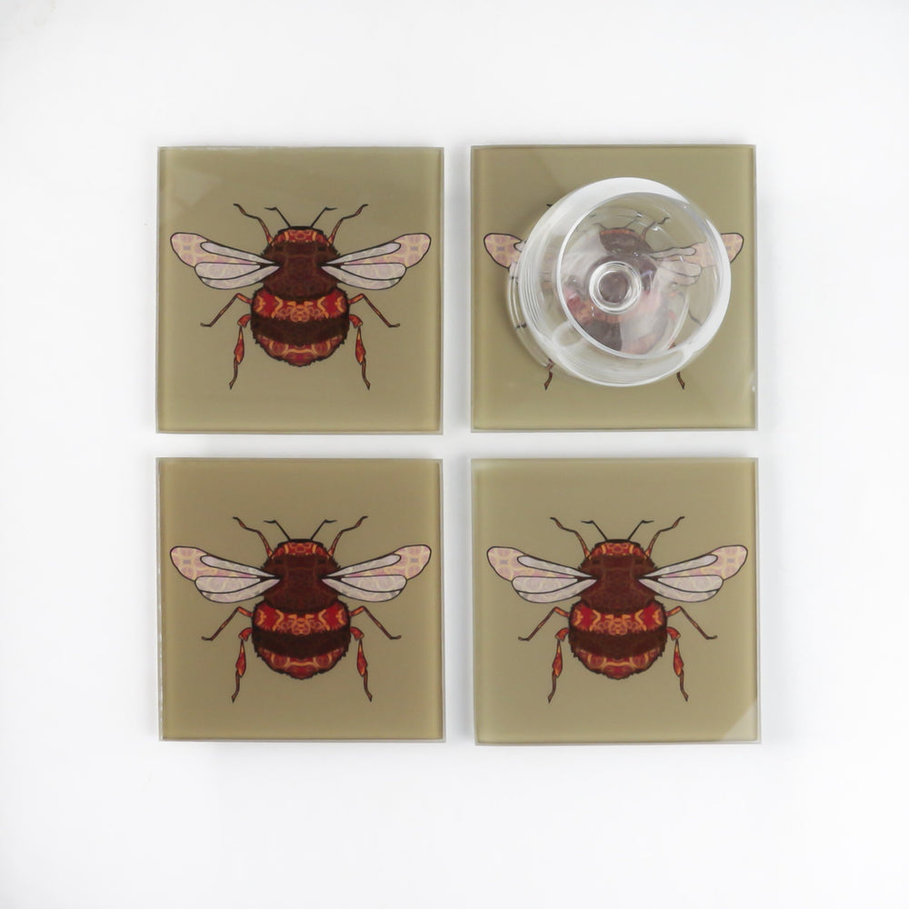Bumble Bee Coaster Set - golden beige
