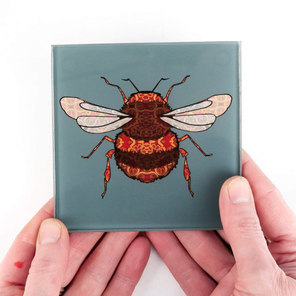 Bumble Bee Coaster Set - blue grey