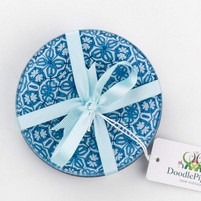 Blue "Turkish Flower" Coaster Set - DoodlePippin