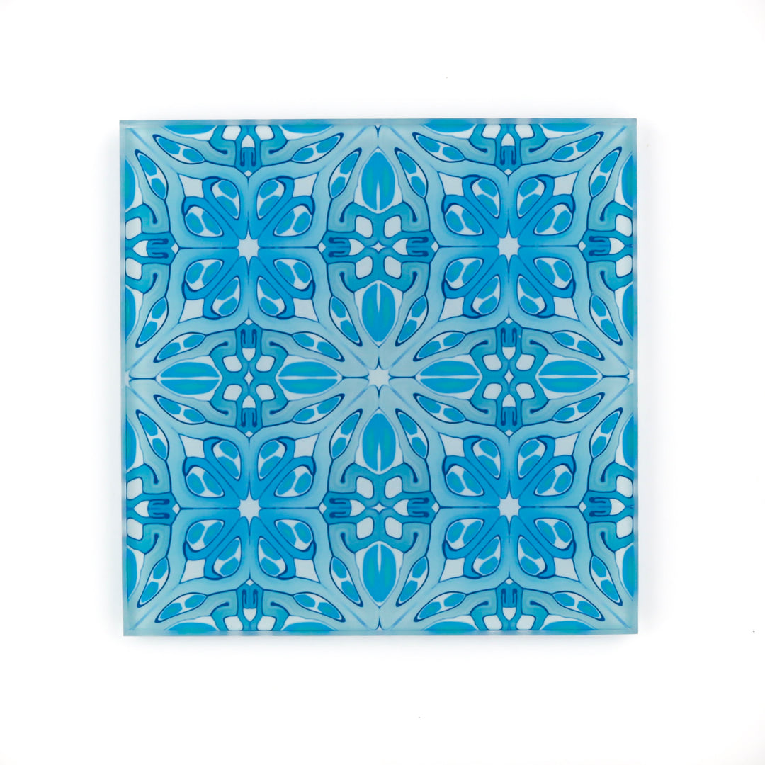 Blue art deco coaster set