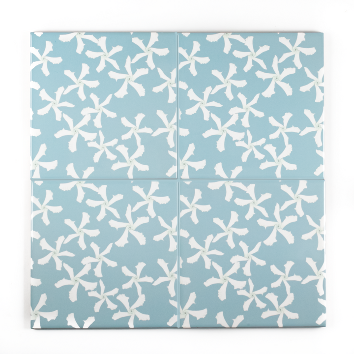 Star Jasmine Flower tiles - aqua