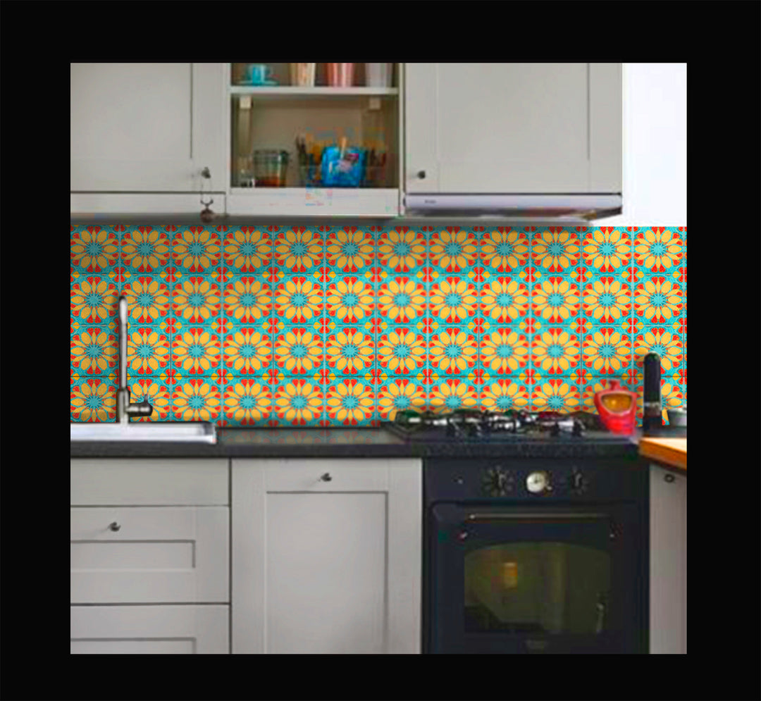 Moroccan Flower tiles - Large Scale - FIRED INK Version