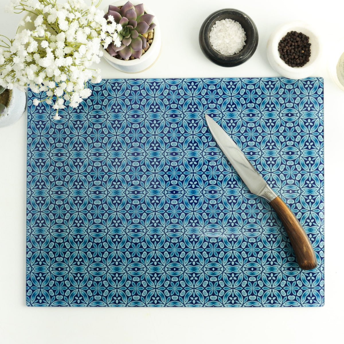 Large Liberty Dark Blue Flower Worktop Protector DoodlePippin