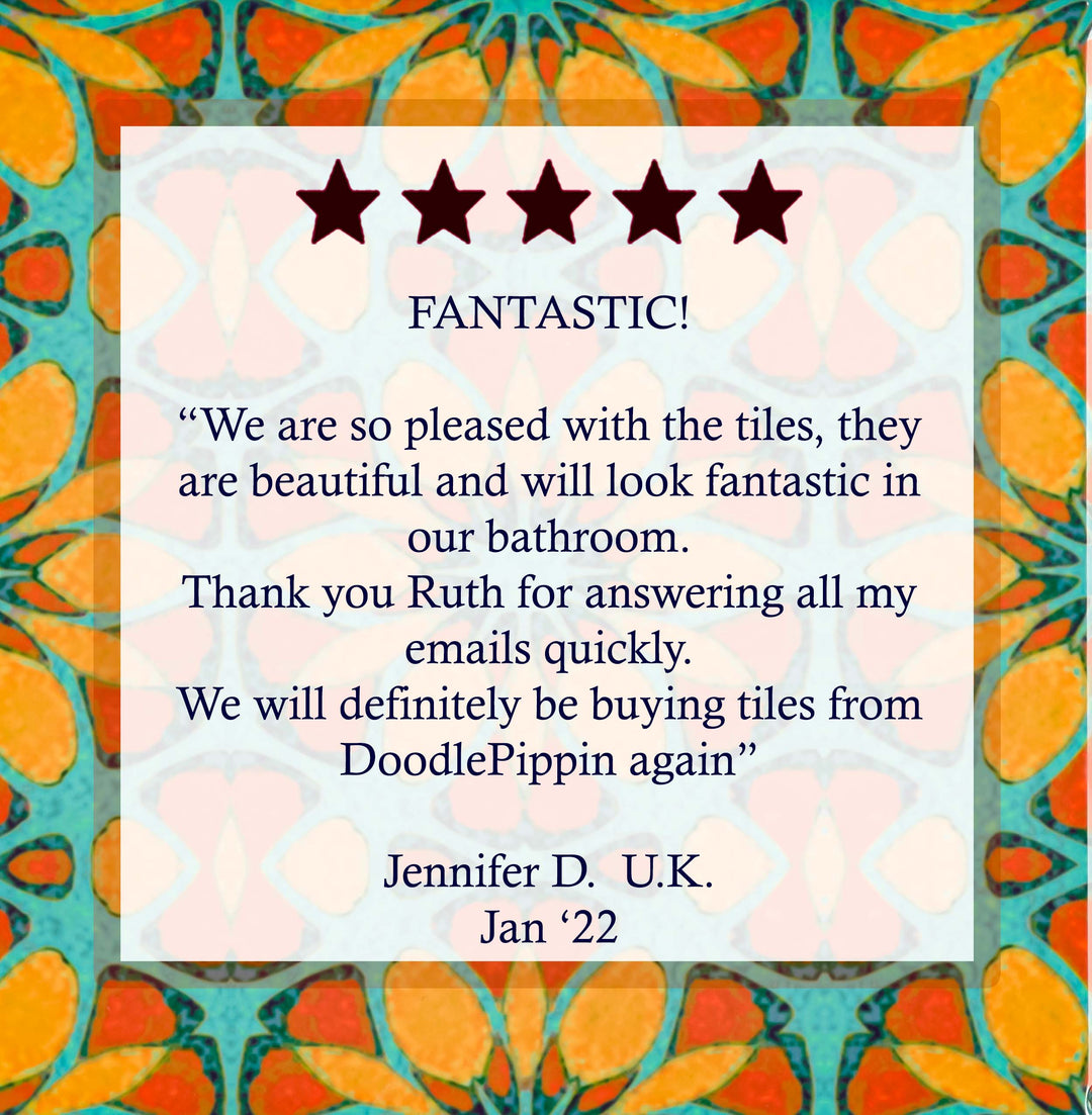 Moroccan Flower Tile - teal orange