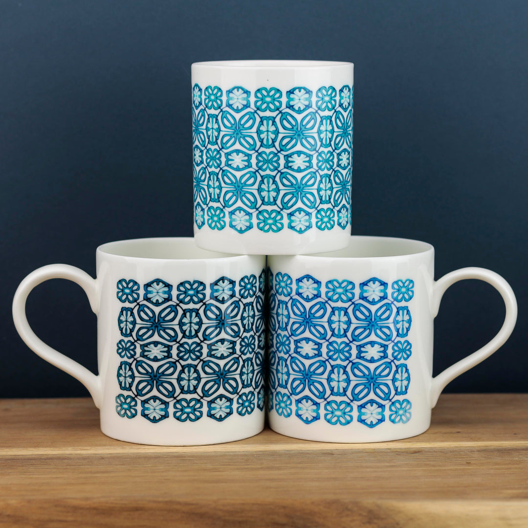 Turquoise flower mug