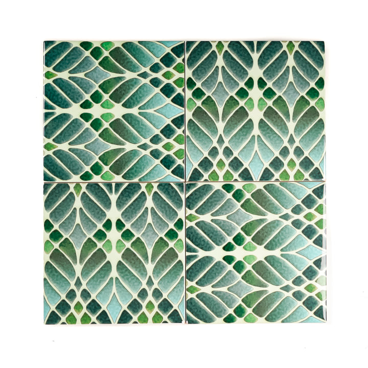 "Malachite Twining" Green blue kitchen tiles