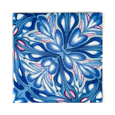 Flourishing Garden tiles - navy pink version