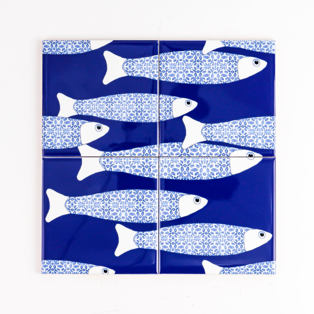 Ocean Shoal tile - Large Scale - Navy