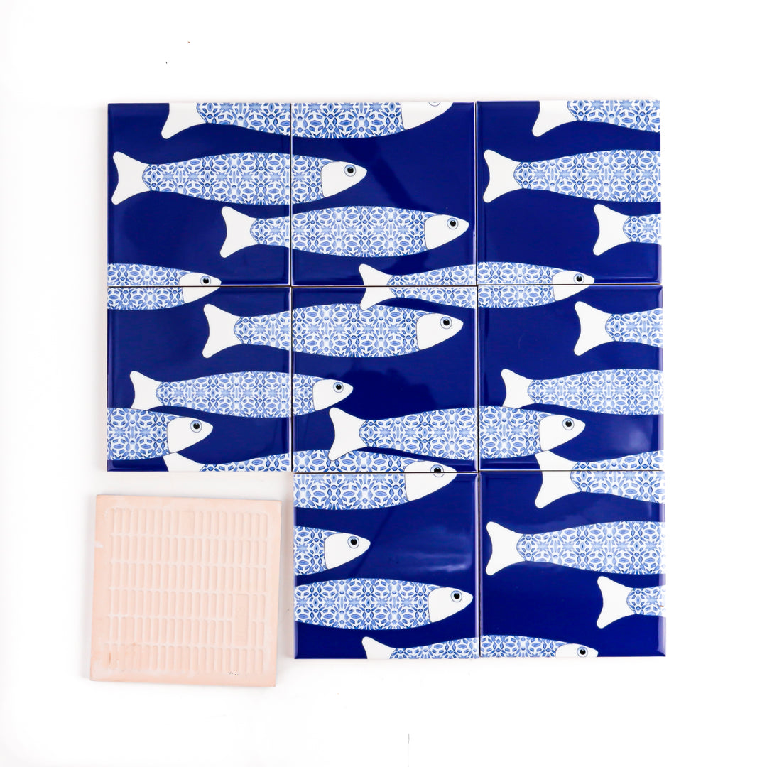 Ocean Shoal tile - Large Scale - Navy