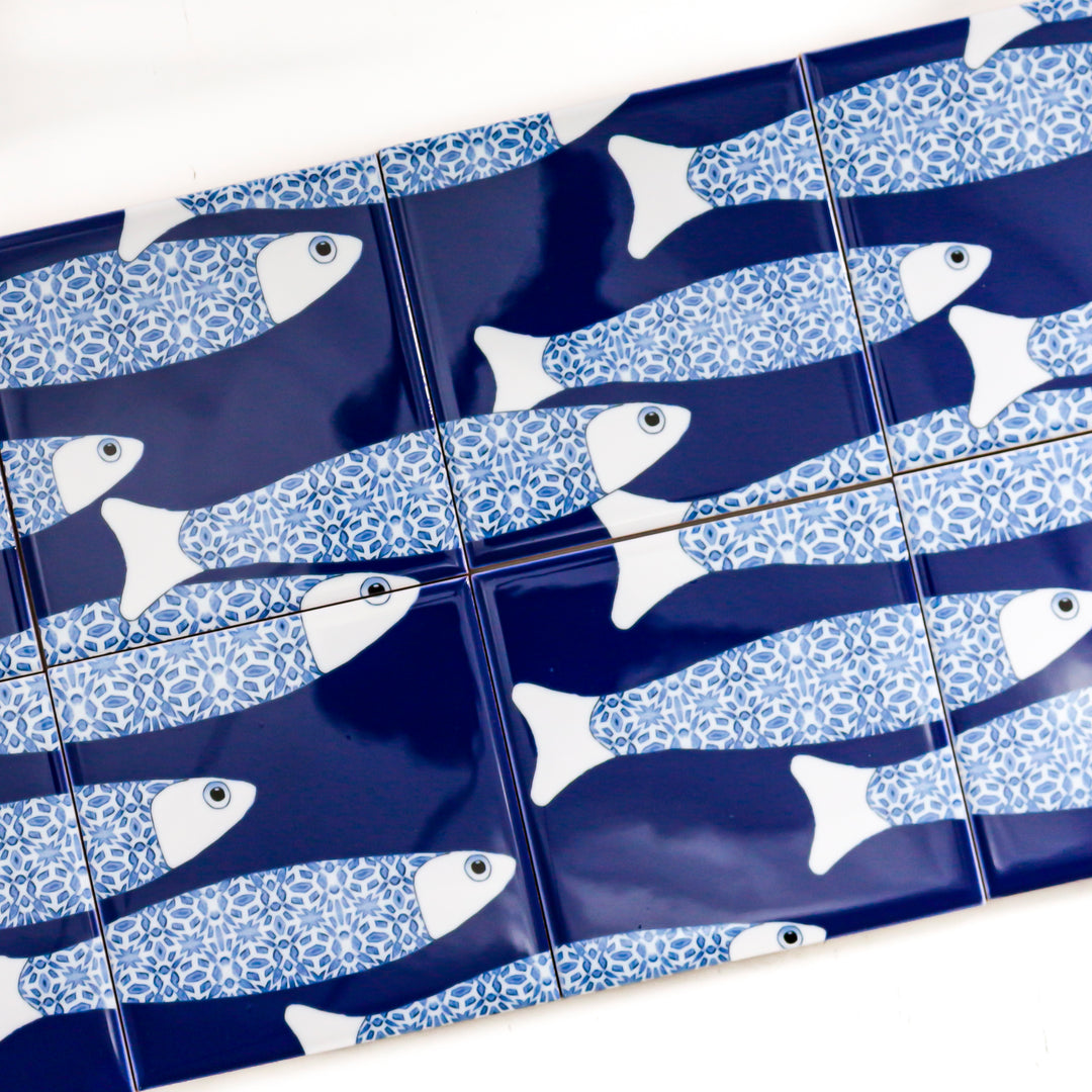 Ocean Shoal tile - Large Scale - Navy