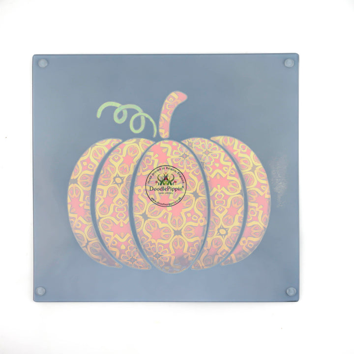 SALE - Red Gold Autumn Pumpkin Square Chopping Board (textured surface)