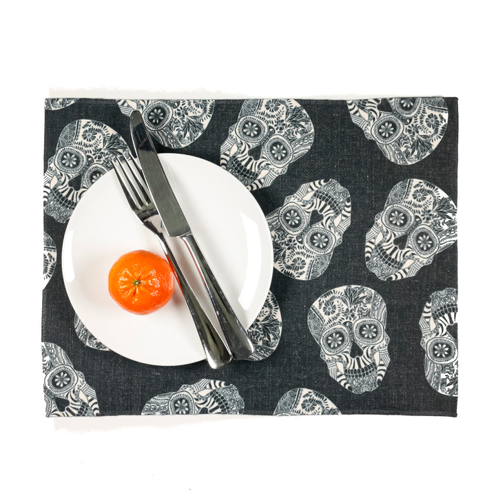 Tumbling Skulls / Day of the Dead Fabric Placemat