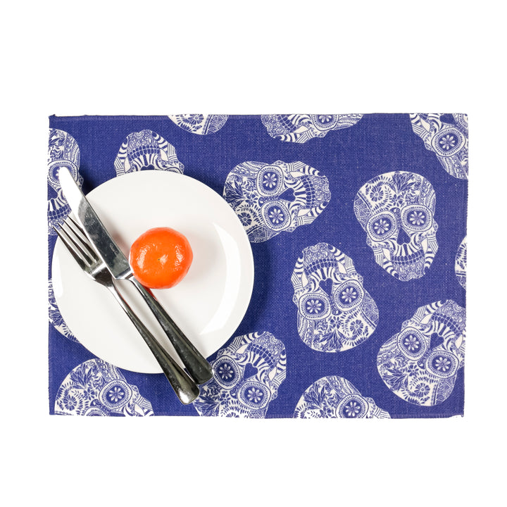 Tumbling Skulls / Day of the Dead Fabric Placemat
