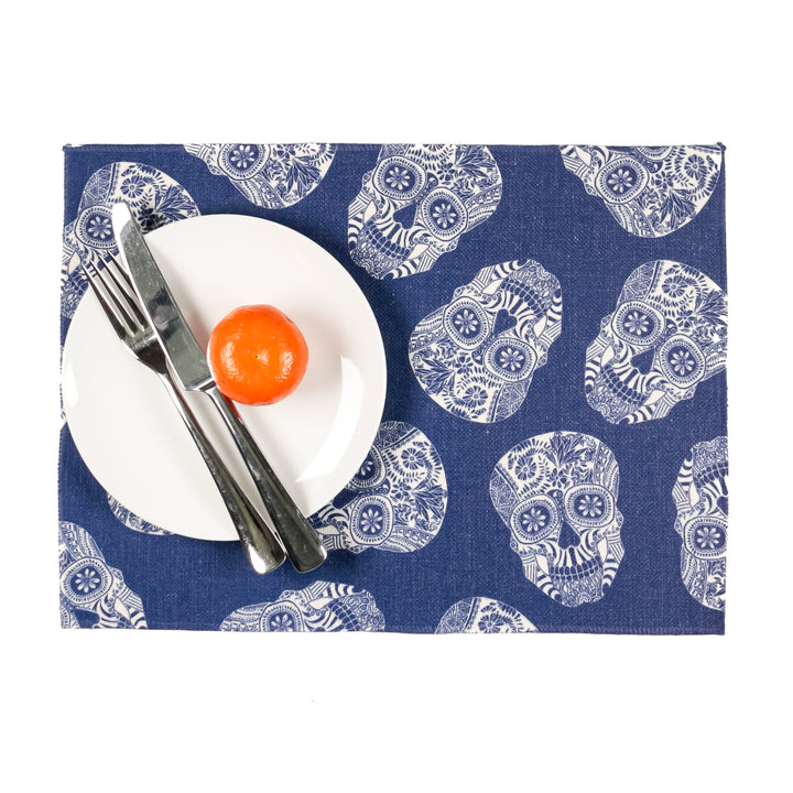 Tumbling Skulls / Day of the Dead Fabric Placemat