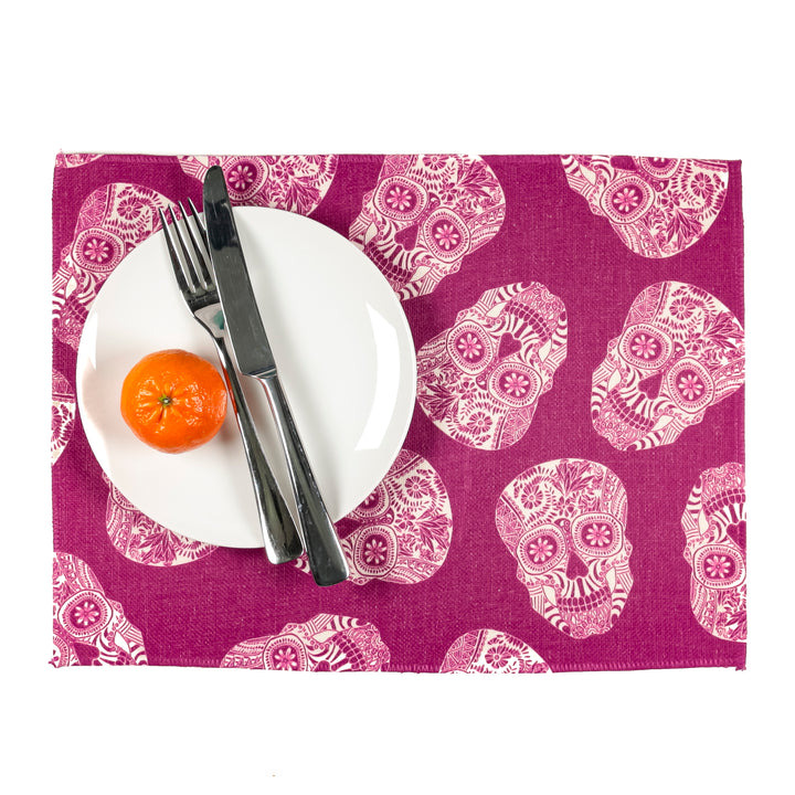 Tumbling Skulls / Day of the Dead Fabric Placemat