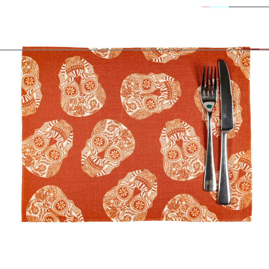 Tumbling Skulls / Day of the Dead Fabric Placemat