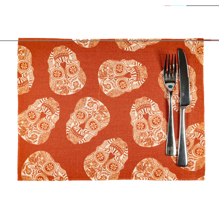 Tumbling Skulls / Day of the Dead Fabric Placemat