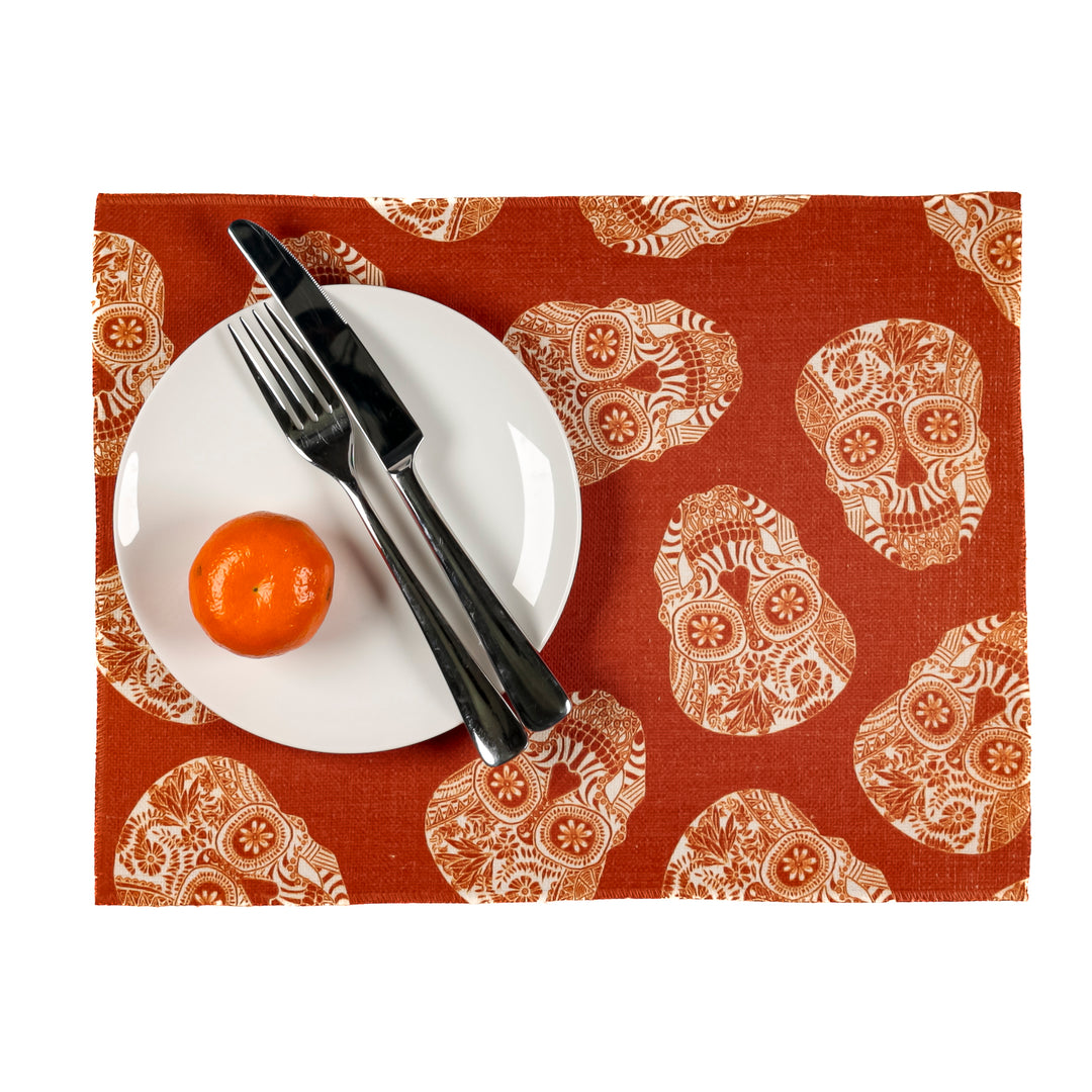 Tumbling Skulls / Day of the Dead Fabric Placemat