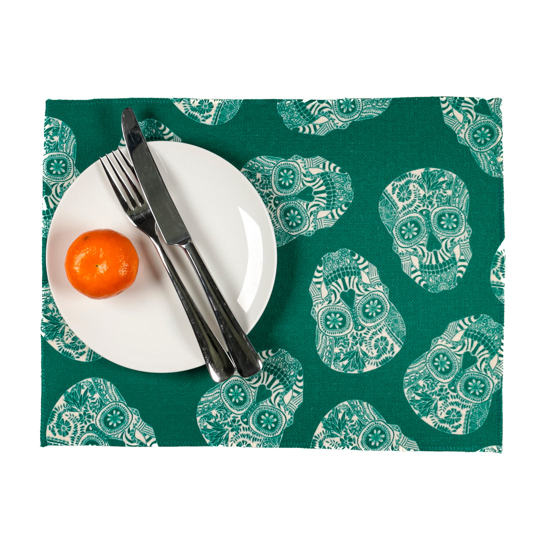 Tumbling Skulls / Day of the Dead Fabric Placemat