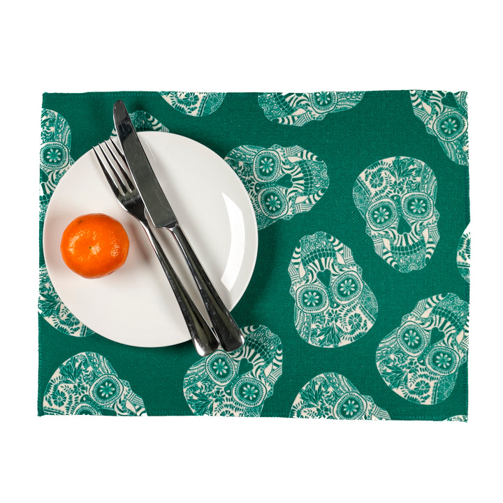 Tumbling Skulls / Day of the Dead Fabric Placemat