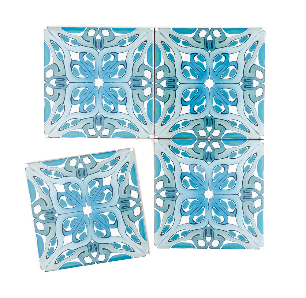 Art Deco hand printed tile